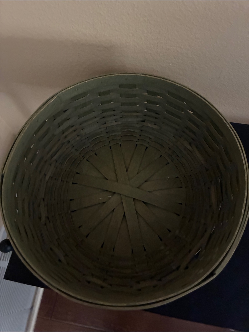 LONGABERGER Olive Green Woven Decorative Storage Basket with Lid - Picture 3 of 5